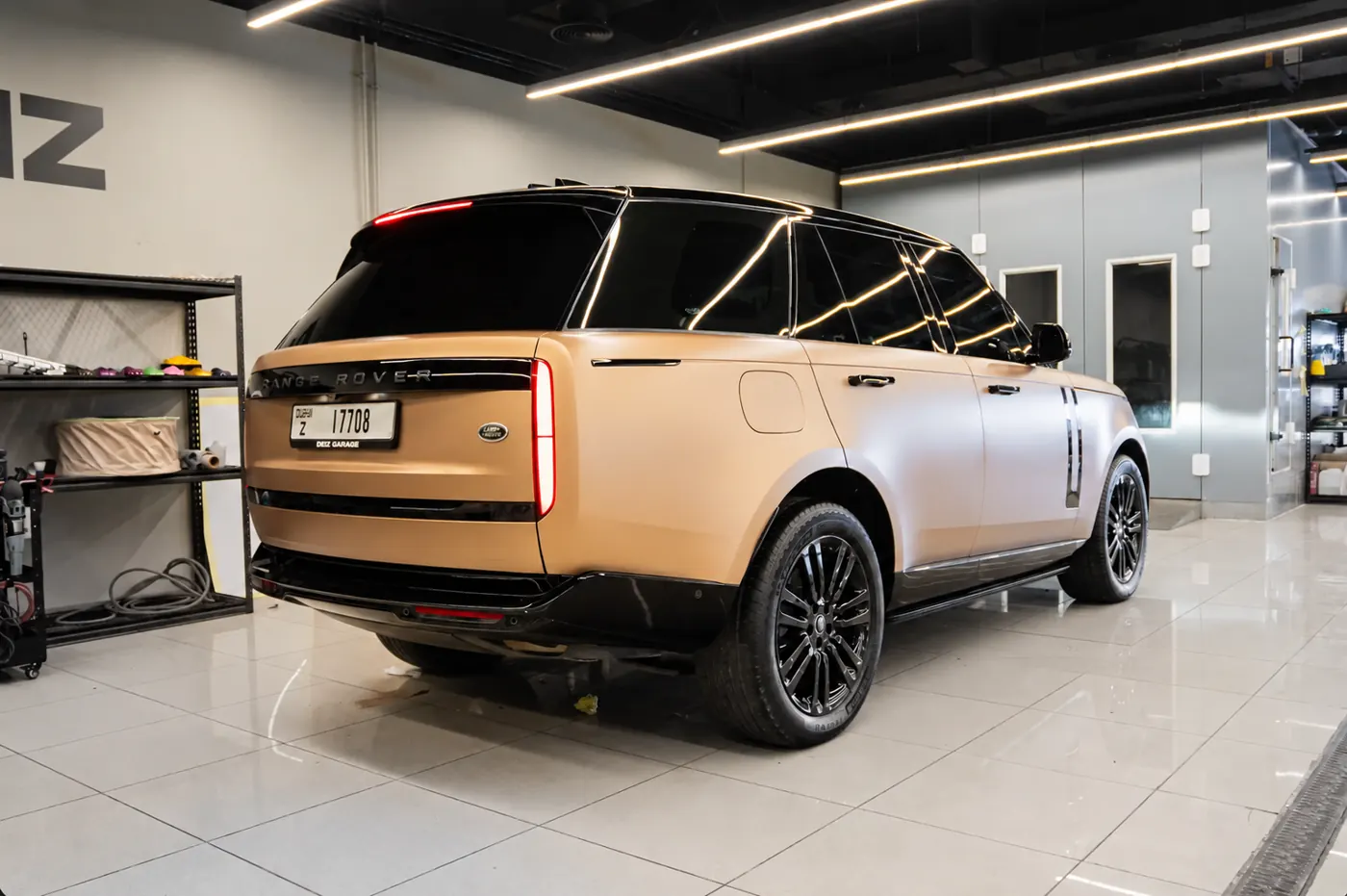 Range Rover after repaint in a satin sand finish at DEIZ Painting