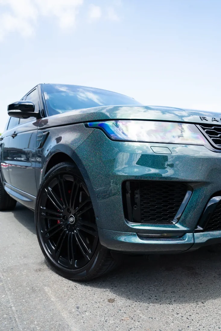 Range Rover after repaint with a custom shimmering finish